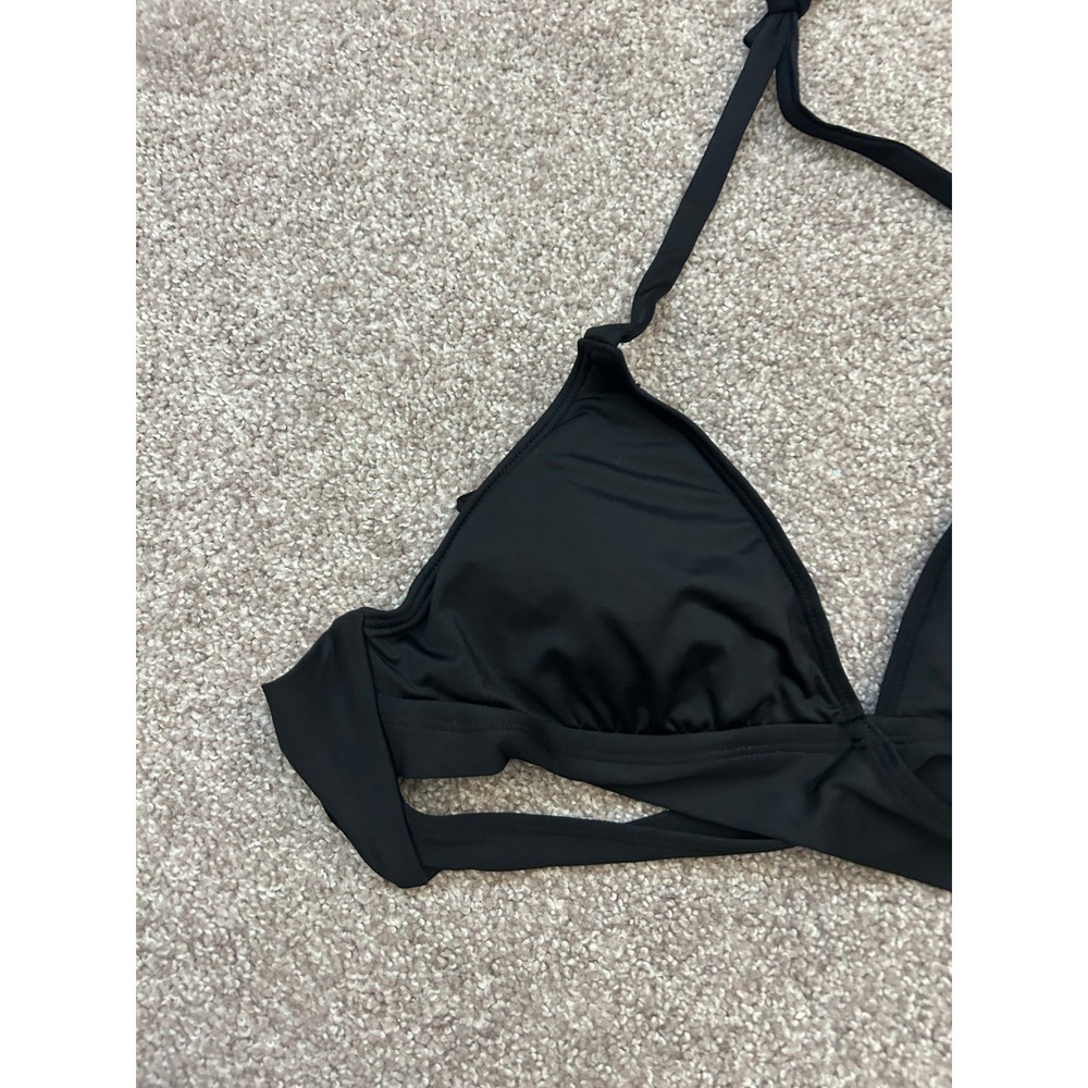 Kona Sol Bikini Top Womens Small Black Excellent Wrap Halter Triangle Cutout - Picture 3 of 7